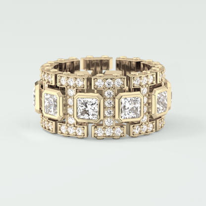 4.70 CT Princess and Round Moissanite Vintage Style Men's Wedding Band