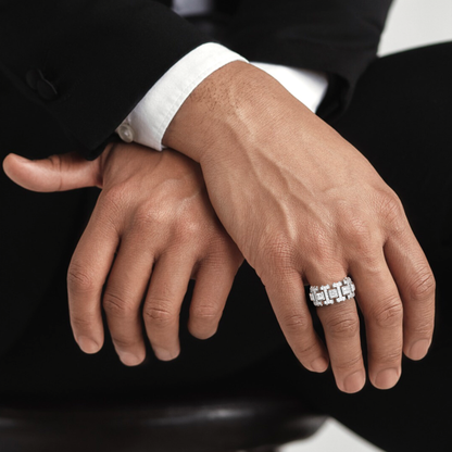 4.70 CT Princess and Round Moissanite Vintage Style Men's Wedding Band