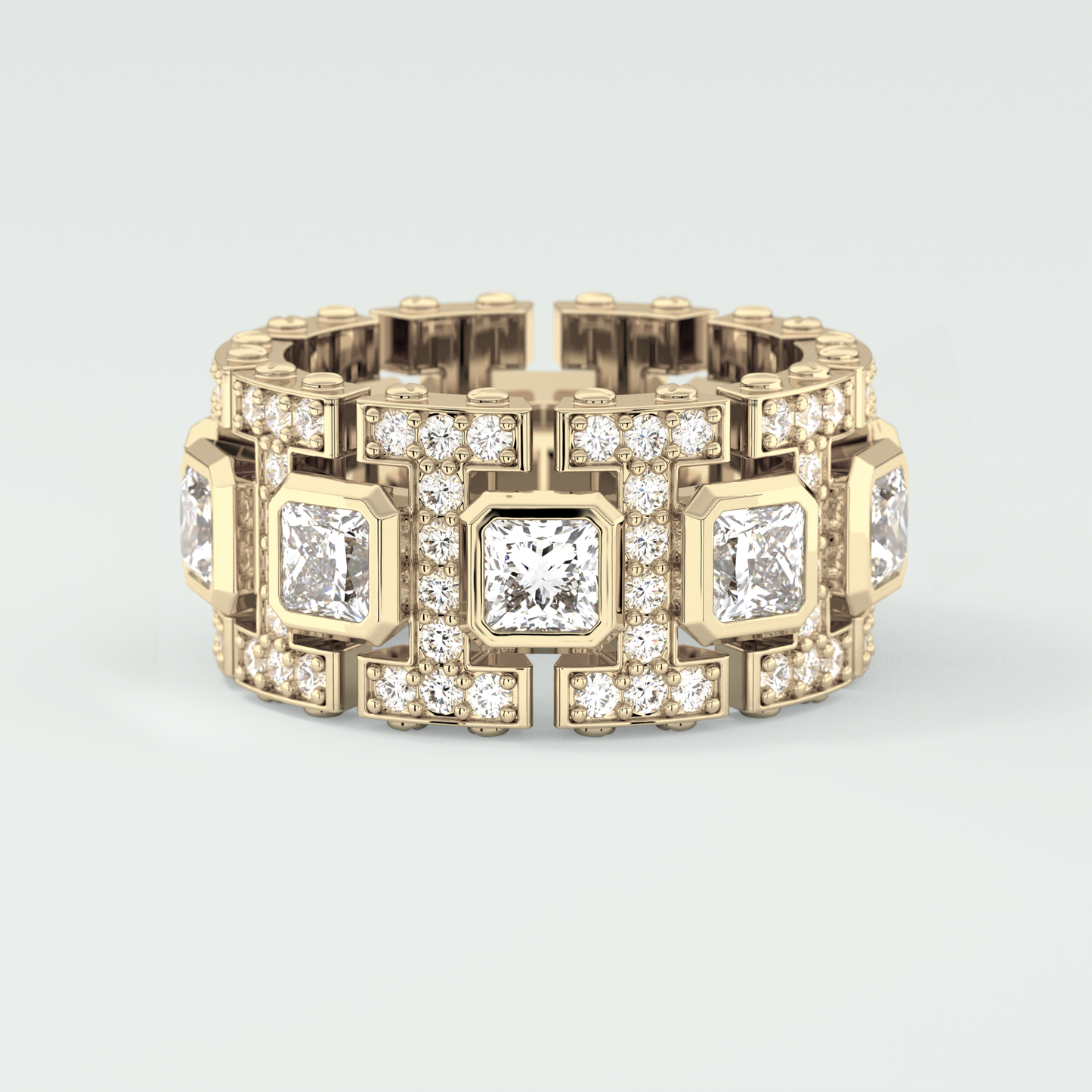 4.70 CT Princess and Round Moissanite Vintage Style Men's Wedding Band