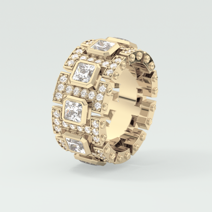 4.70 CT Princess and Round Moissanite Vintage Style Men's Wedding Band