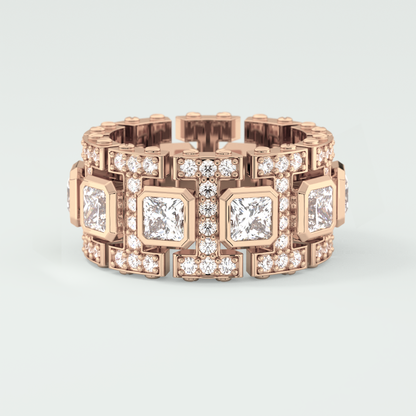 4.70 CT Princess and Round Moissanite Vintage Style Men's Wedding Band