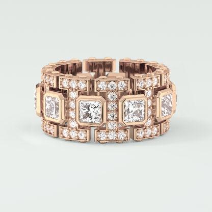 4.70 CT Princess and Round Moissanite Vintage Style Men's Wedding Band
