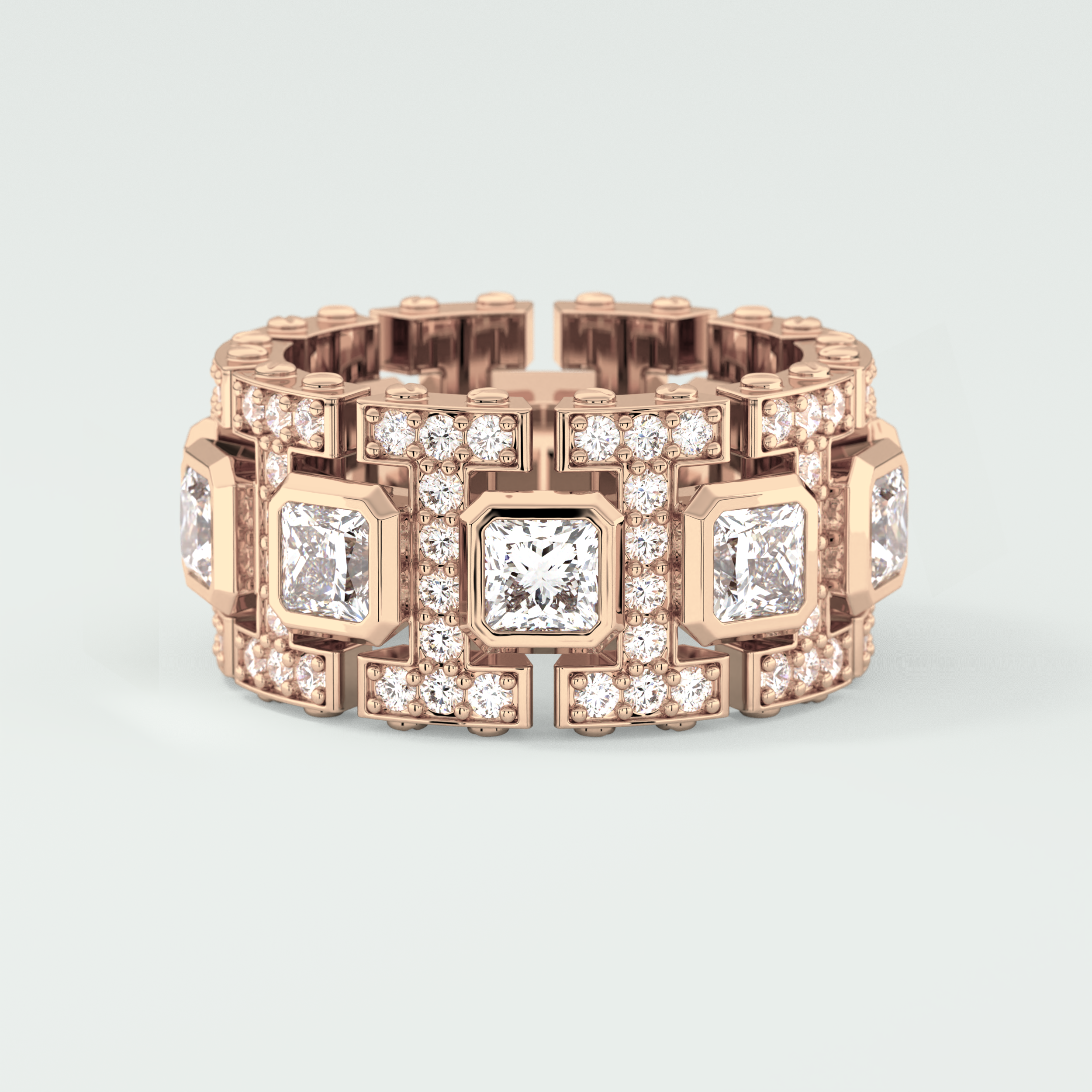 4.70 CT Princess and Round Moissanite Vintage Style Men's Wedding Band 15