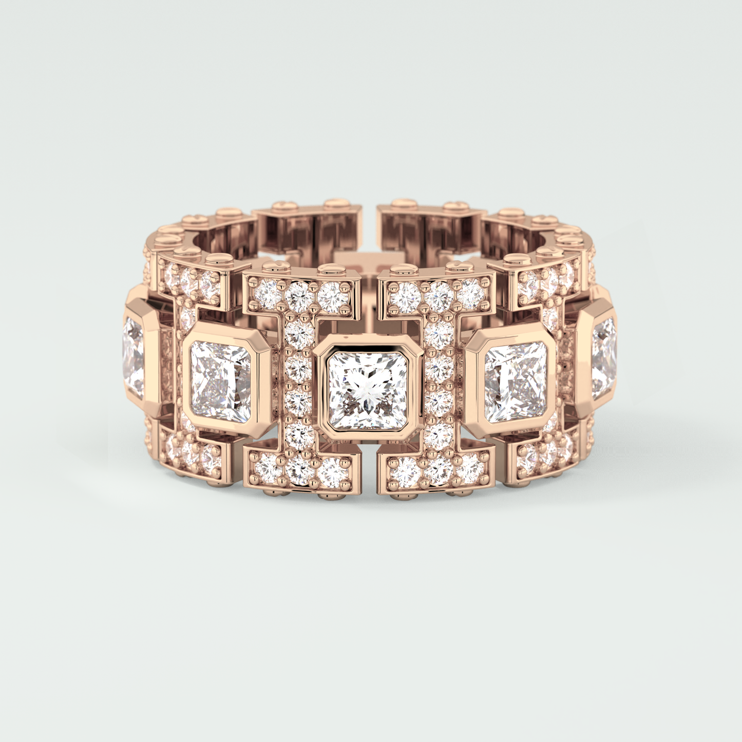 4.70 CT Princess and Round Moissanite Vintage Style Men's Wedding Band