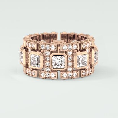 4.70 CT Princess and Round Moissanite Vintage Style Men's Wedding Band