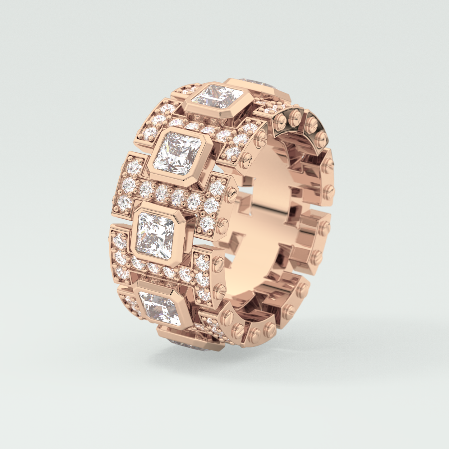 4.70 CT Princess and Round Moissanite Vintage Style Men's Wedding Band