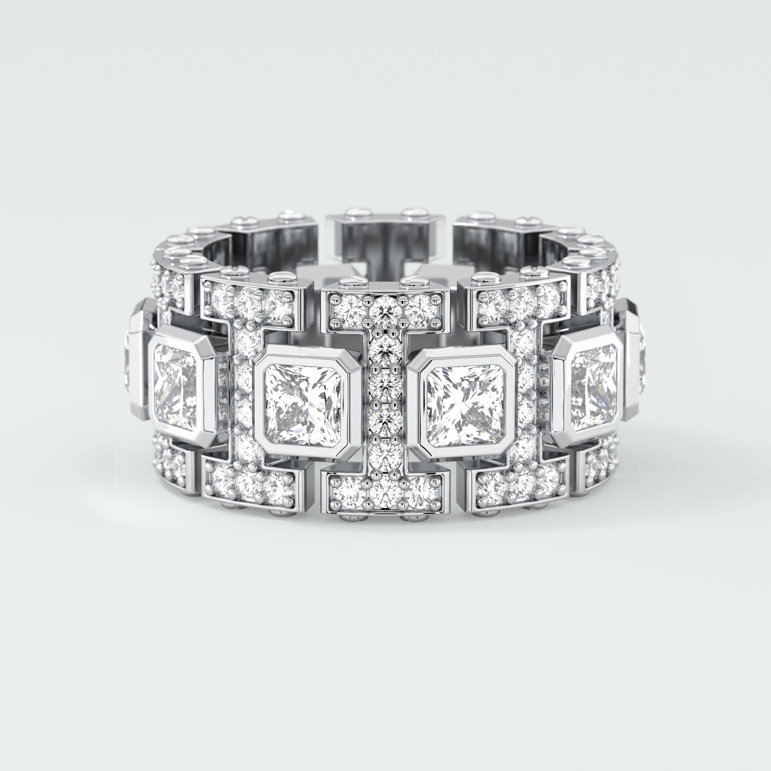 4.70 CT Princess and Round Moissanite Vintage Style Men's Wedding Band 7