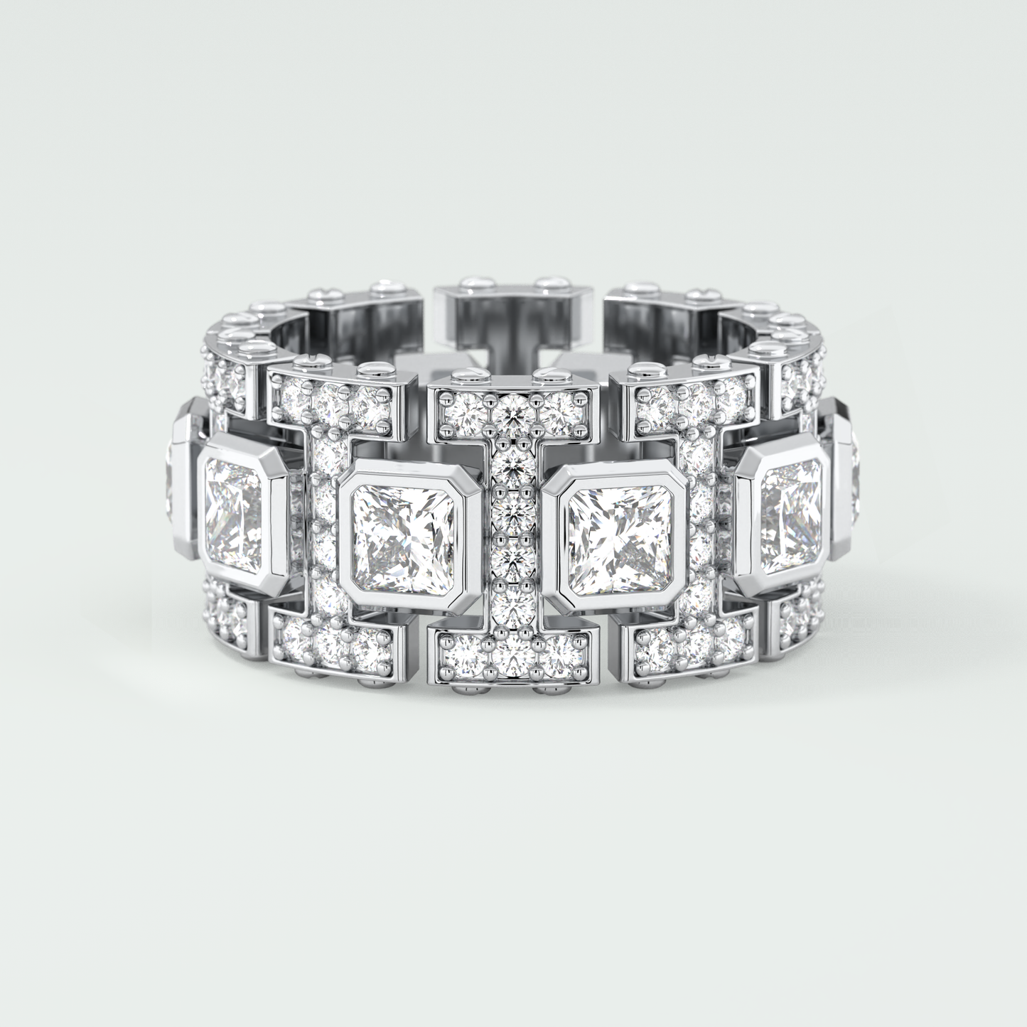 4.70 CT Princess and Round Moissanite Vintage Style Men's Wedding Band