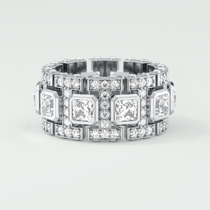 4.70 CT Princess and Round Moissanite Vintage Style Men's Wedding Band
