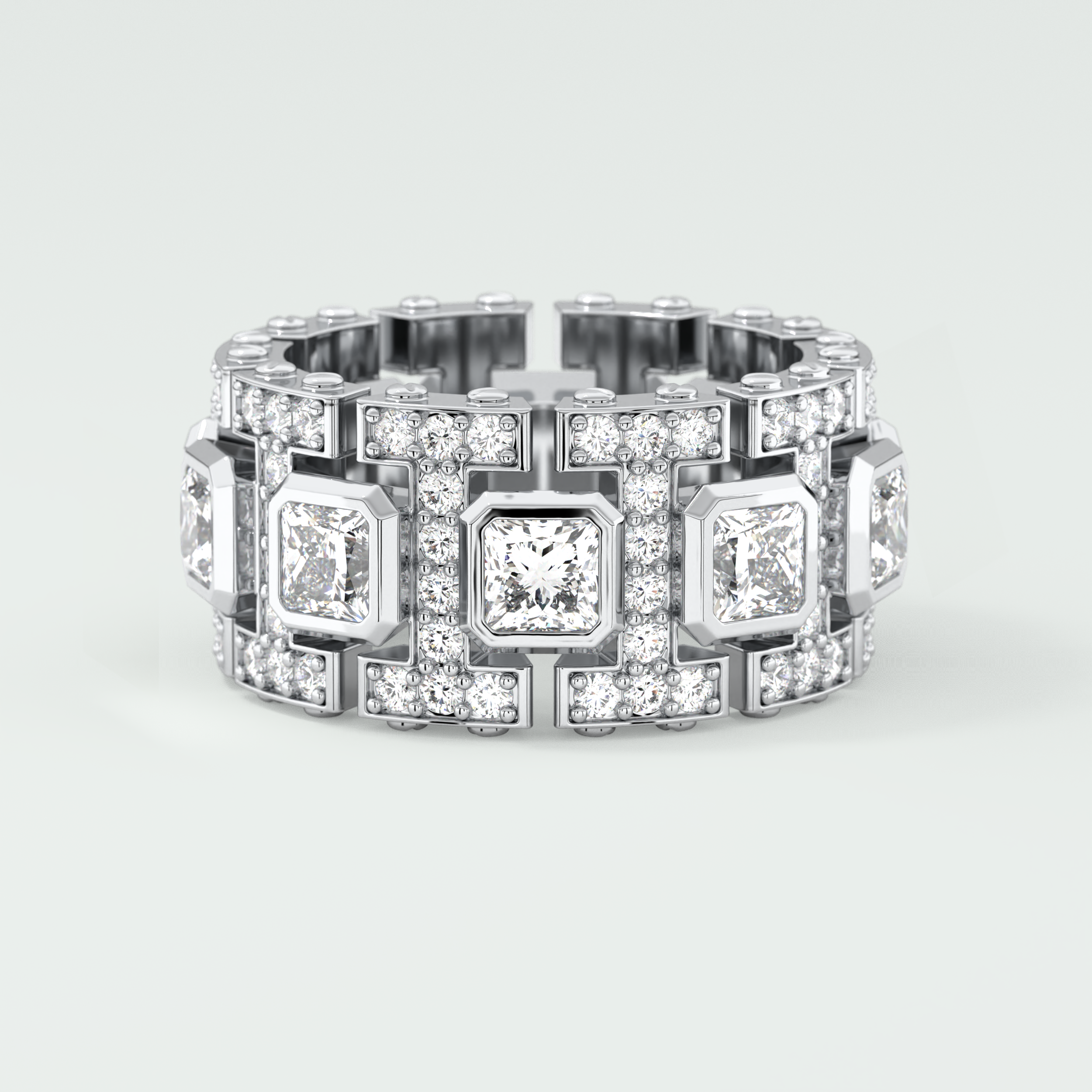 4.70 CT Princess and Round Moissanite Vintage Style Men's Wedding Band 9