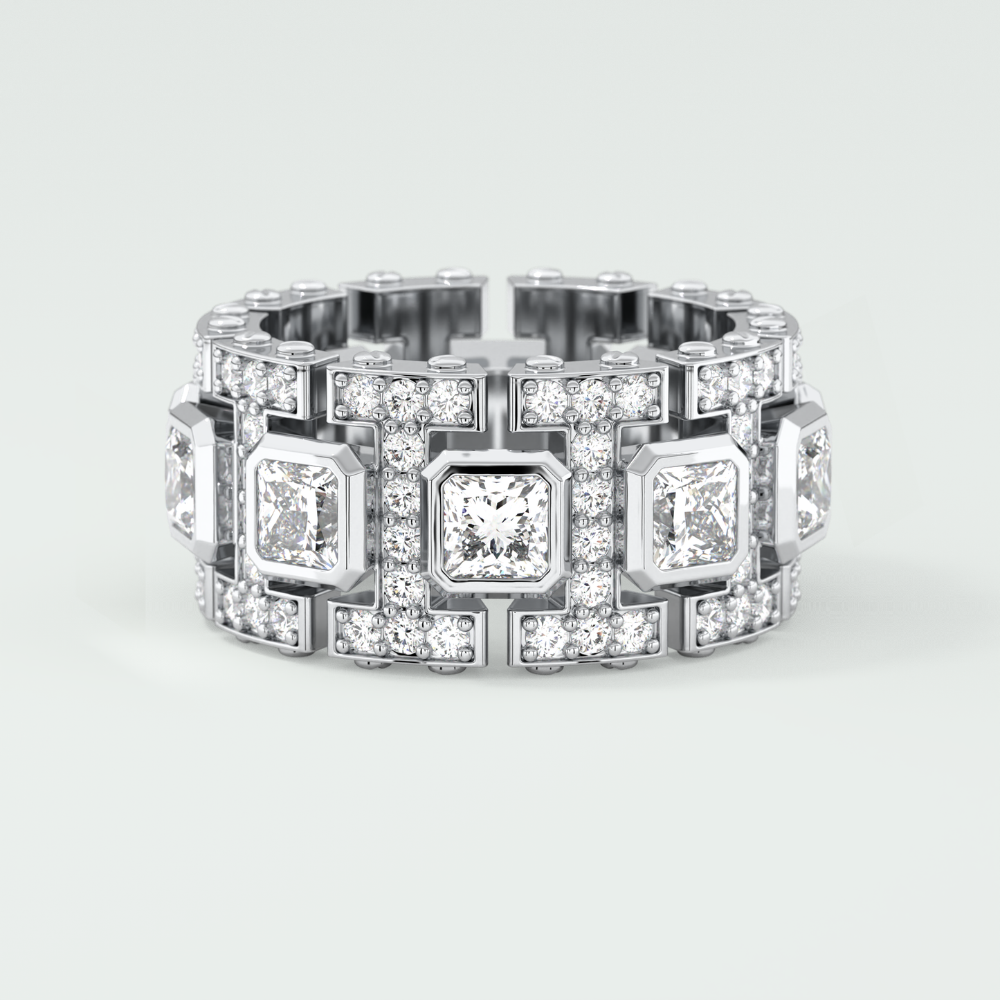 4.70 CT Princess and Round Moissanite Vintage Style Men's Wedding Band