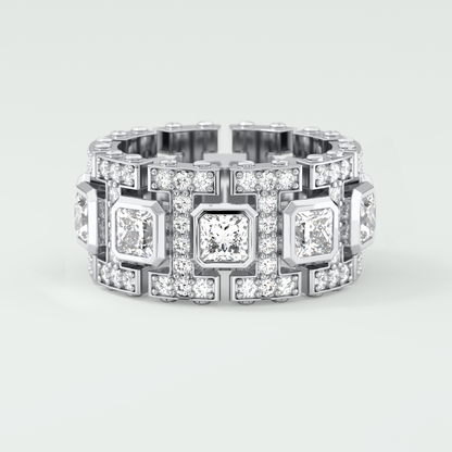 4.70 CT Princess and Round Moissanite Vintage Style Men's Wedding Band