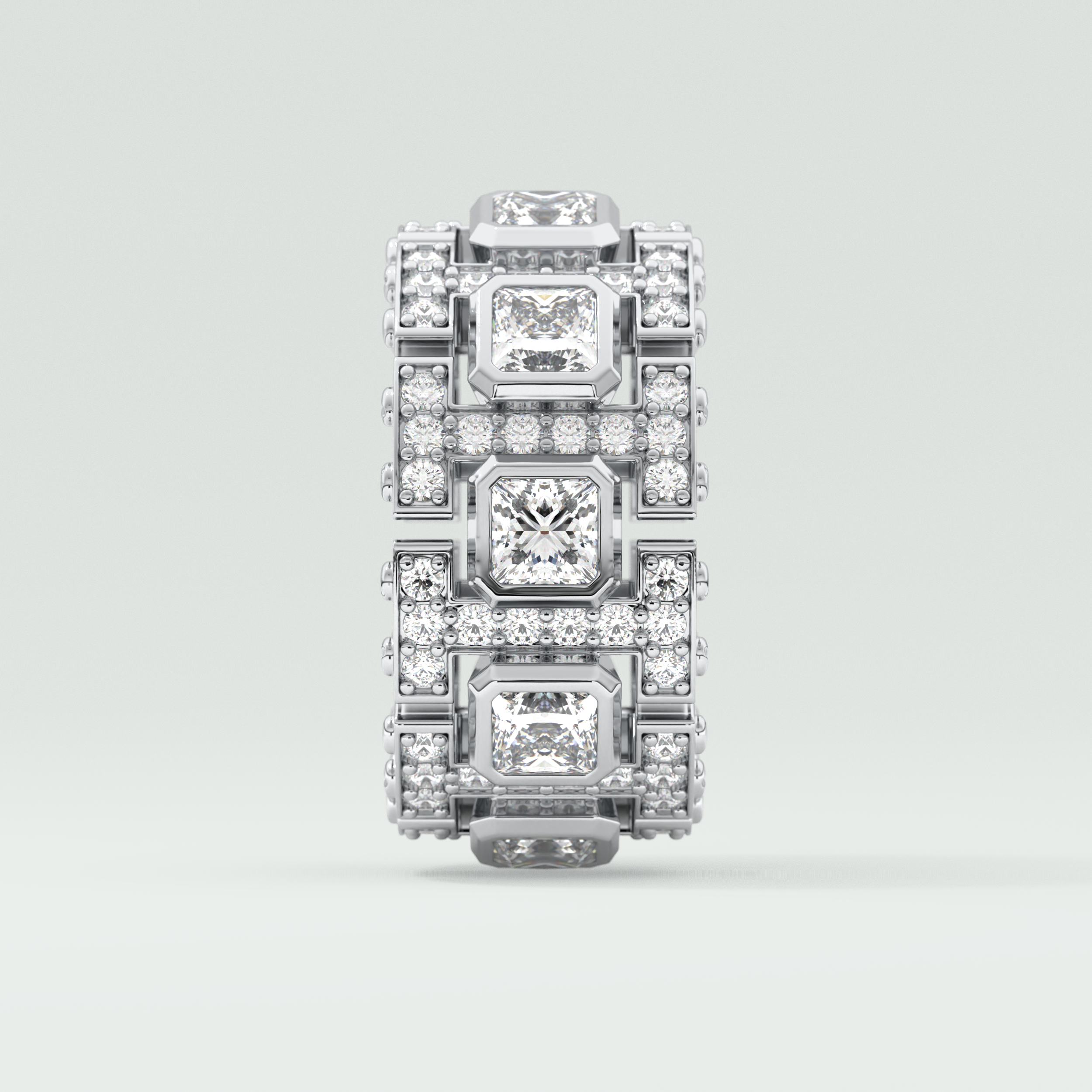 4.70 CT Princess and Round Moissanite Vintage Style Men's Wedding Band 10