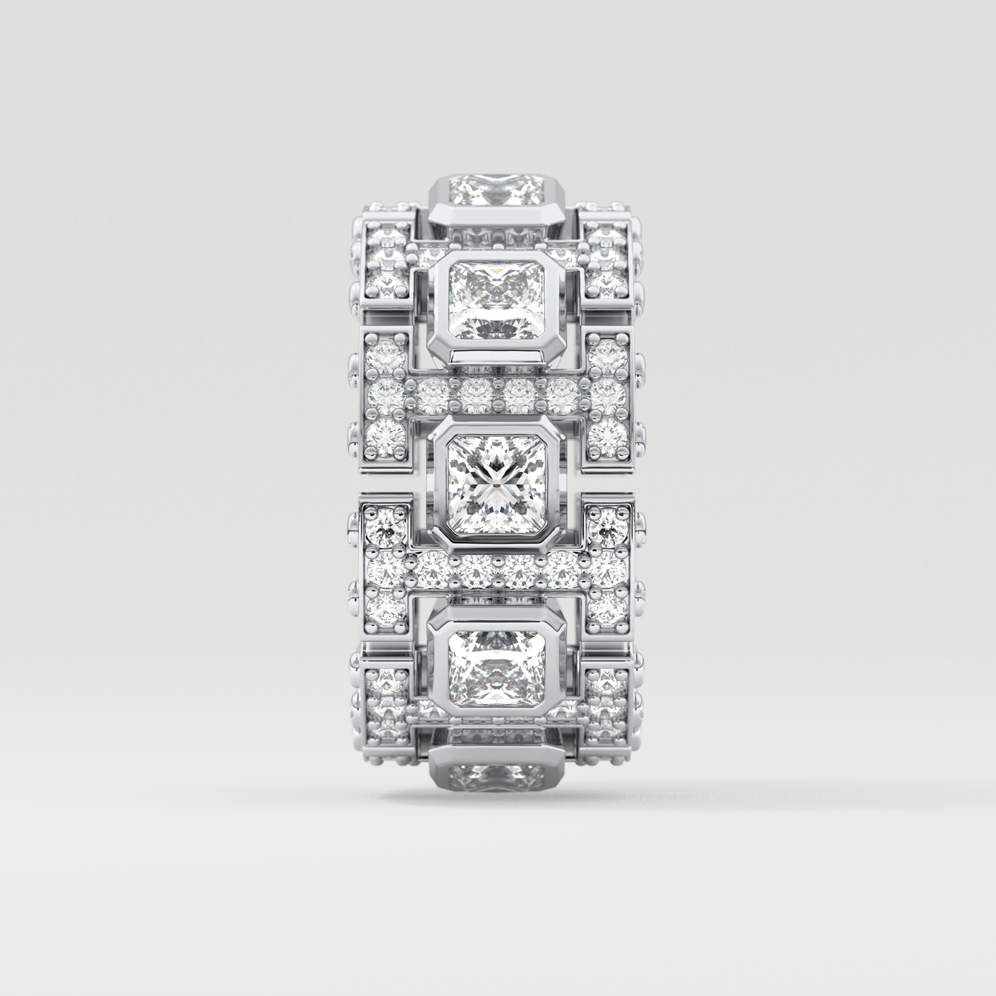4.70 CT Princess and Round Moissanite Vintage Style Men's Wedding Band