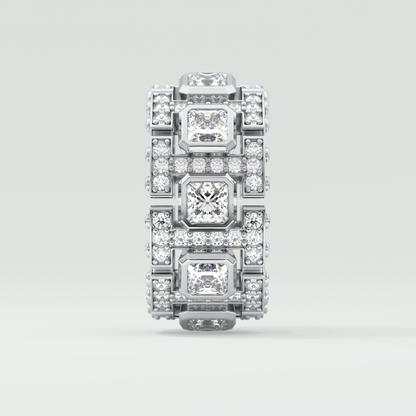 4.70 CT Princess and Round Moissanite Vintage Style Men's Wedding Band