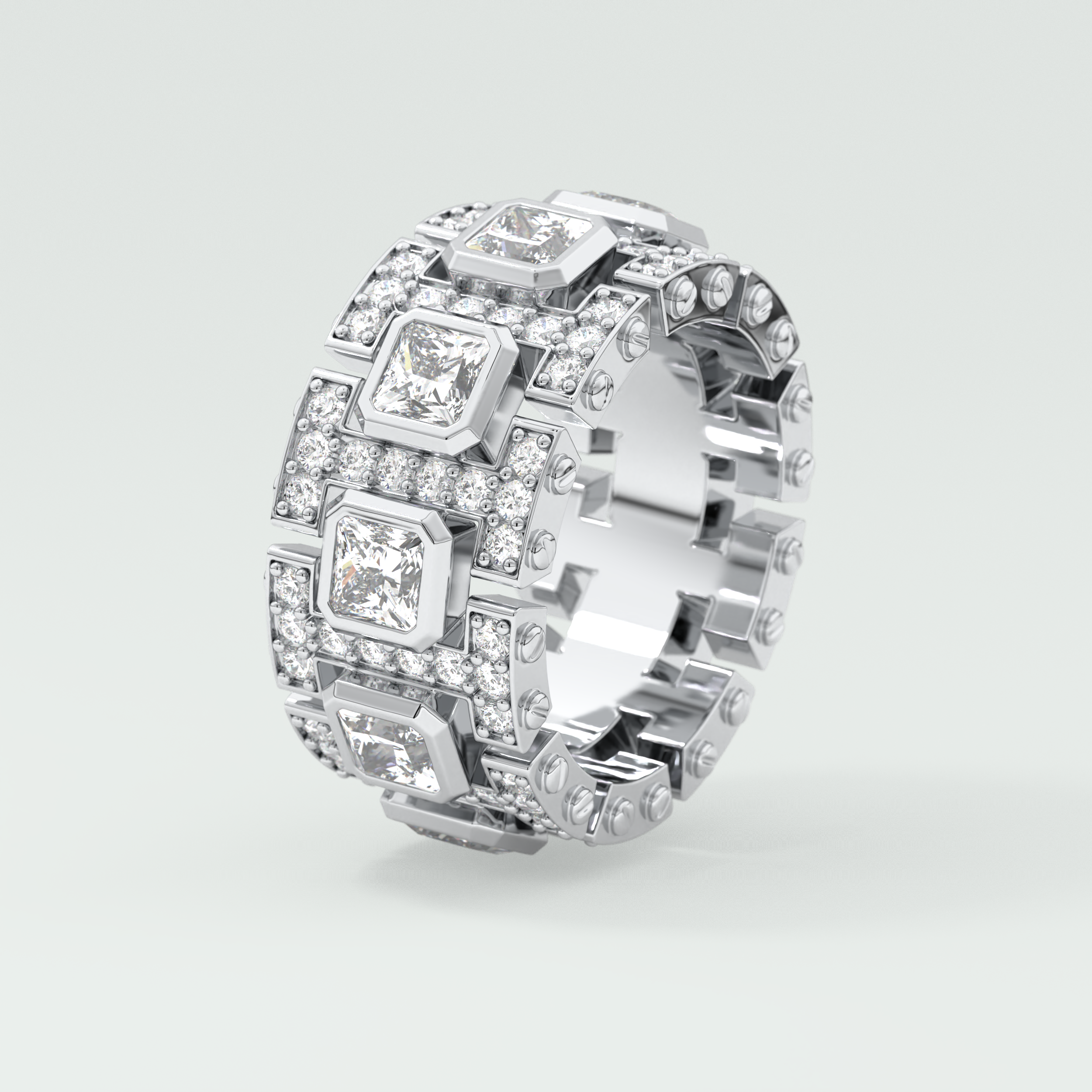4.70 CT Princess and Round Moissanite Vintage Style Men's Wedding Band 11