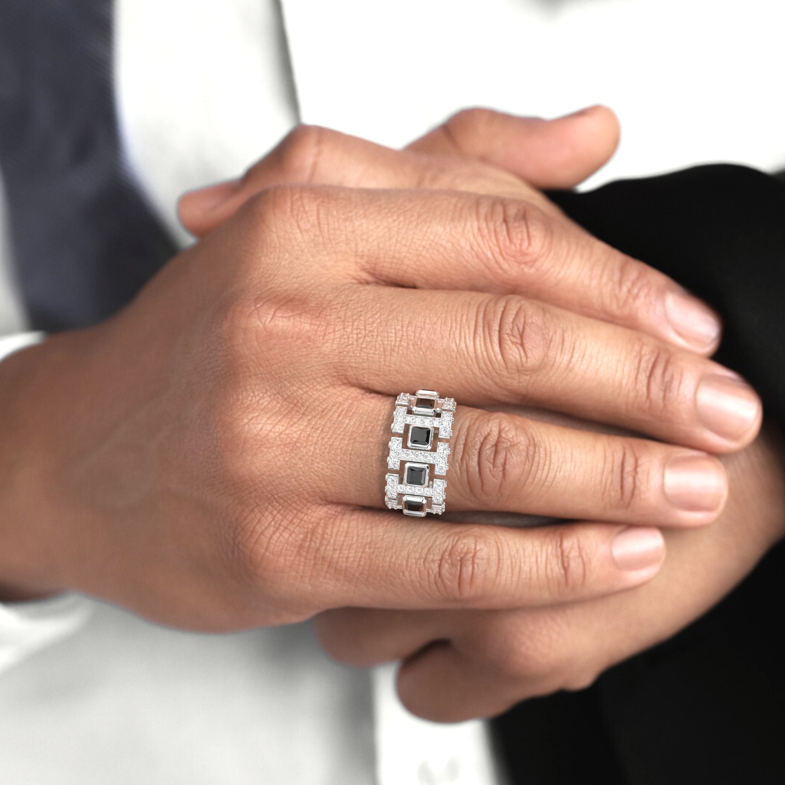 4.70 CT Black Princess Moissanite Diamond Band For Him 23