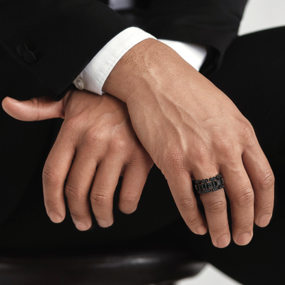 4.7 CT Classic Black Moissanite Diamond Men's Wedding Band