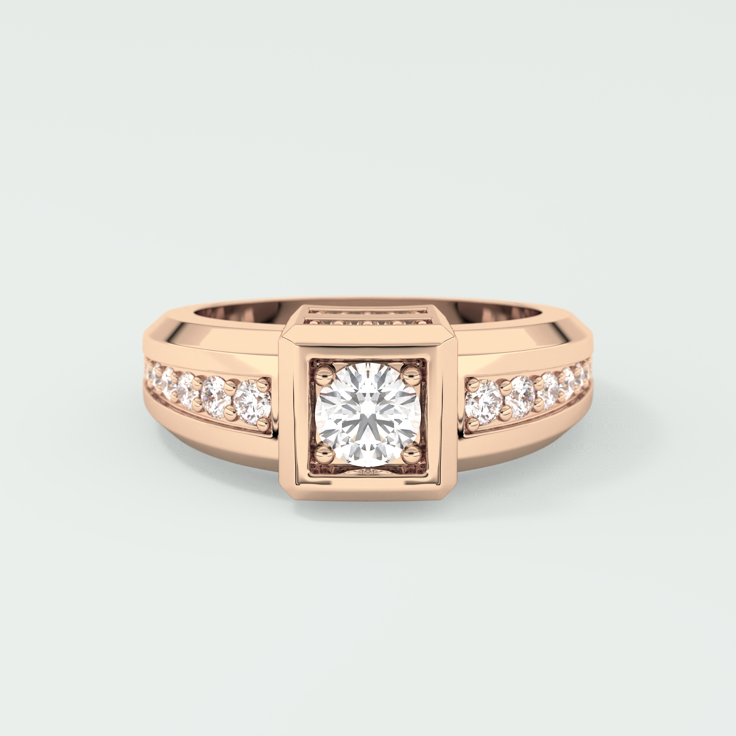 0.45 CT Round Moissanite Diamond Channel Setting Band For Him 13