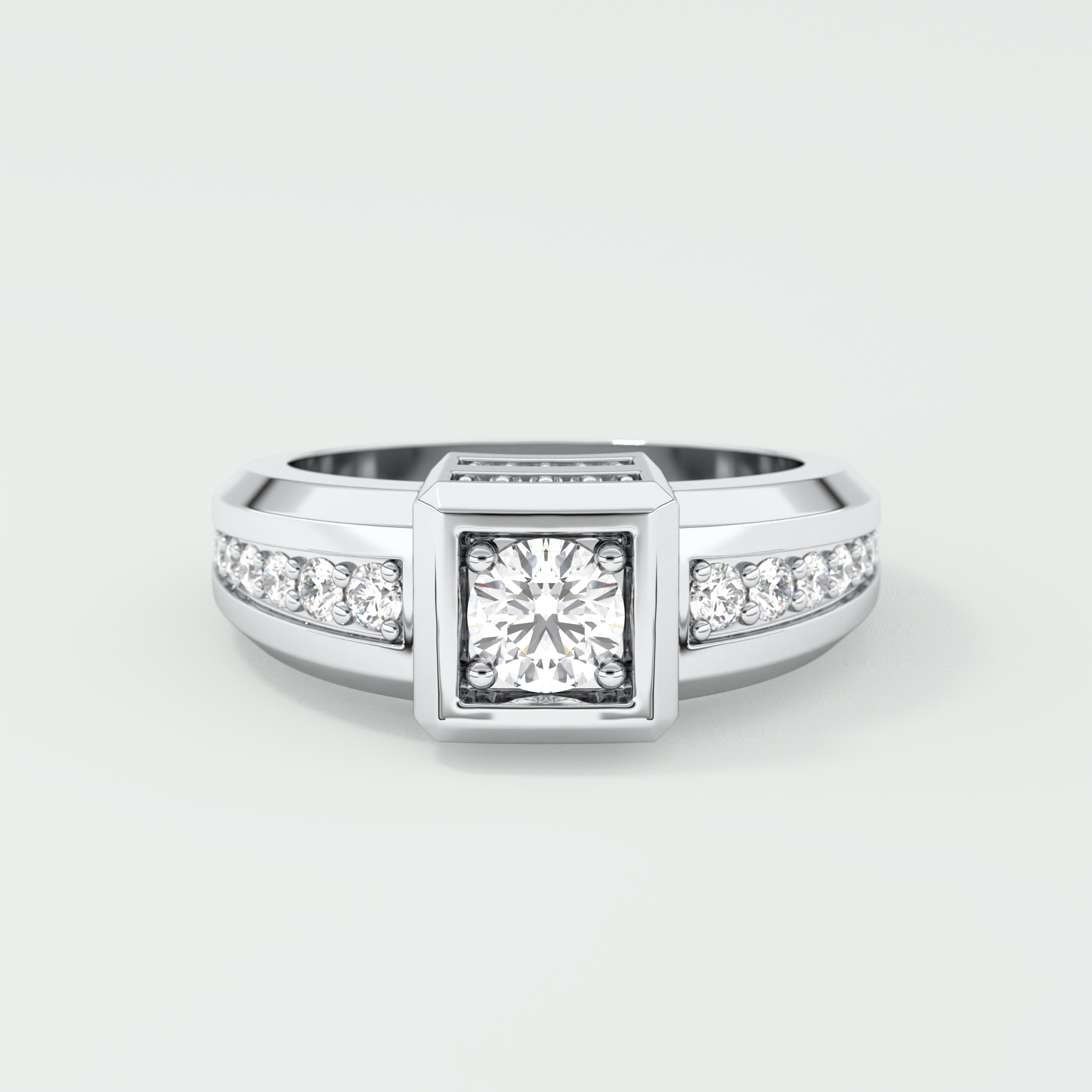 0.45 CT Round Moissanite Diamond Channel Setting Band For Him 7