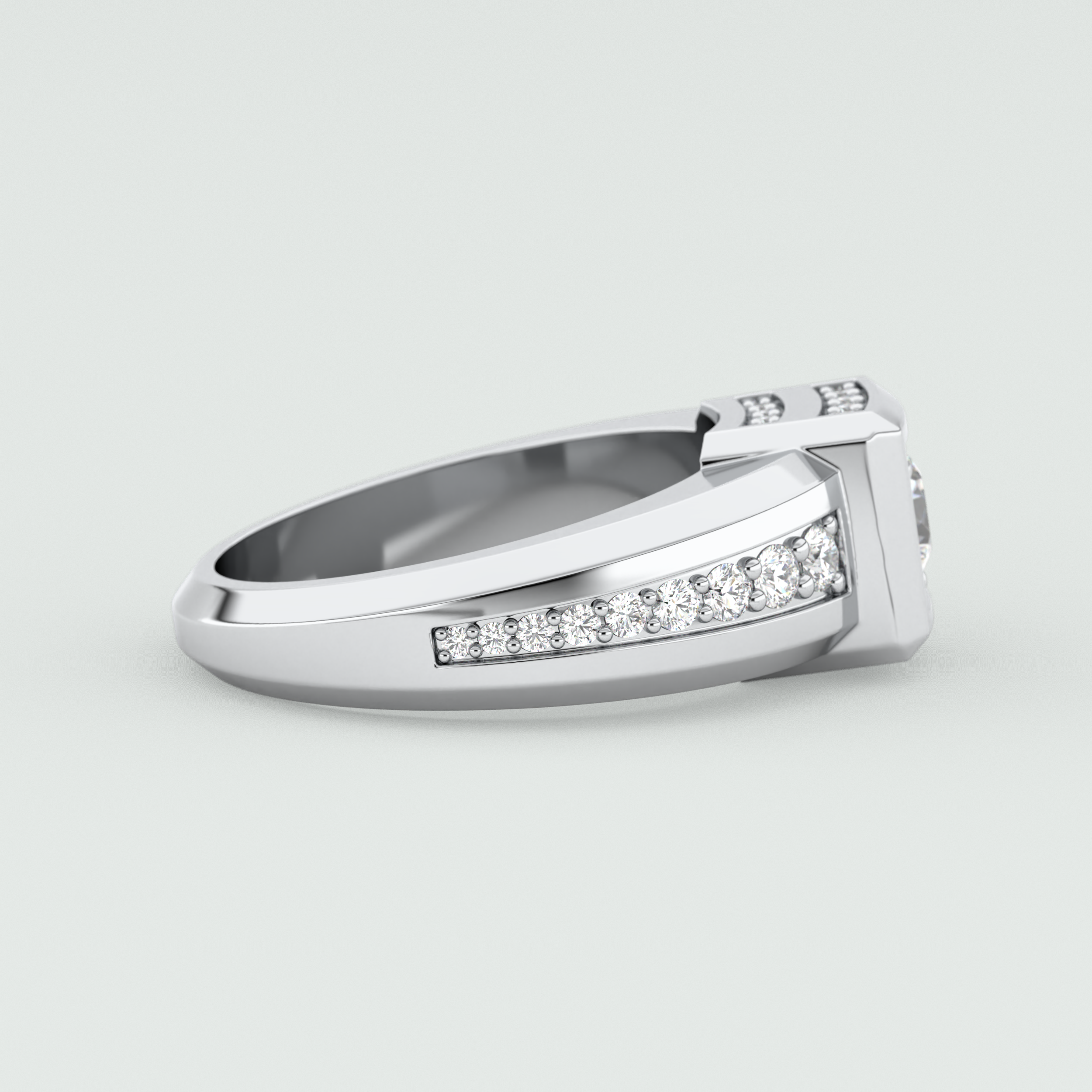 0.45 CT Round Moissanite Diamond Channel Setting Band For Him 9