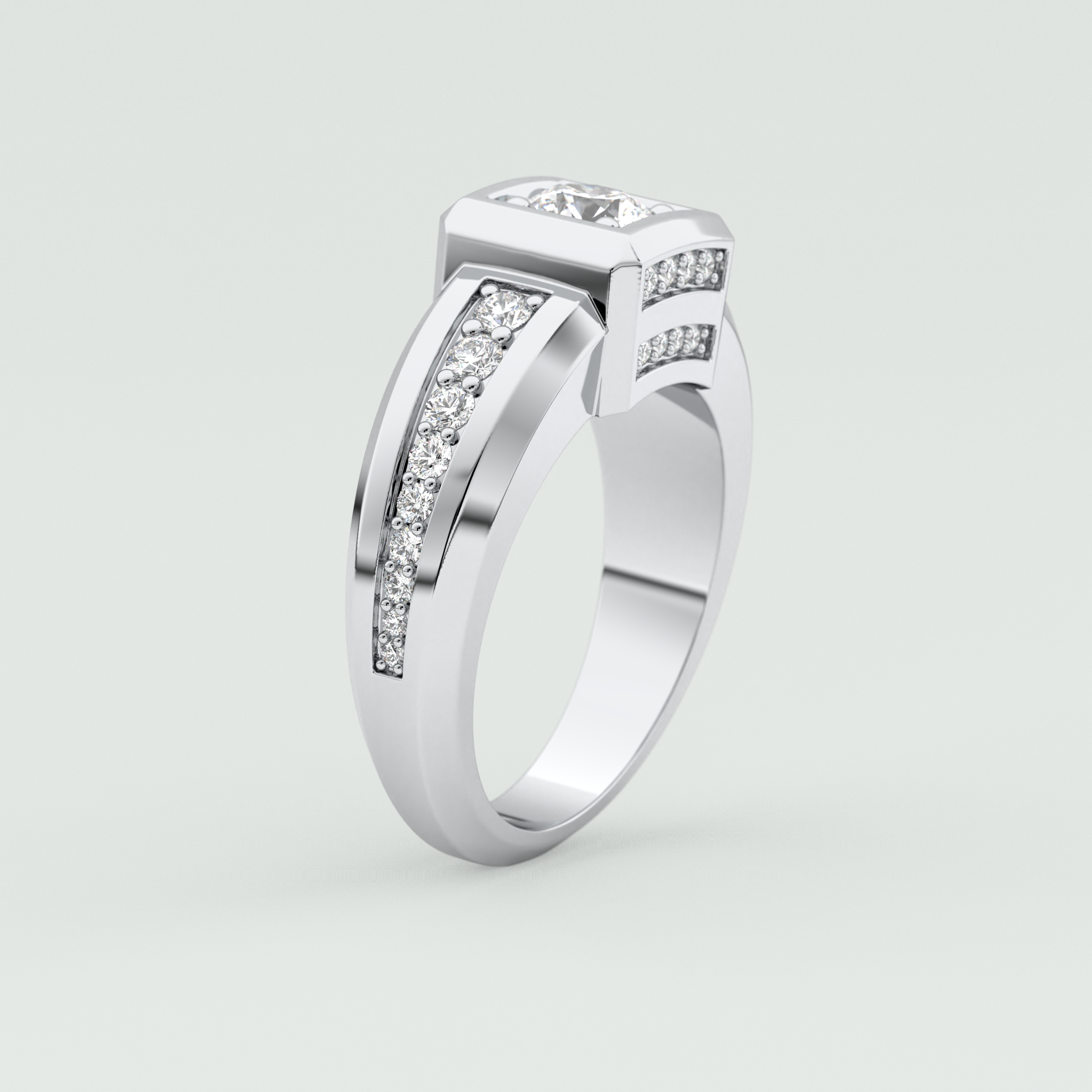 0.45 CT Round Moissanite Diamond Channel Setting Band For Him 10