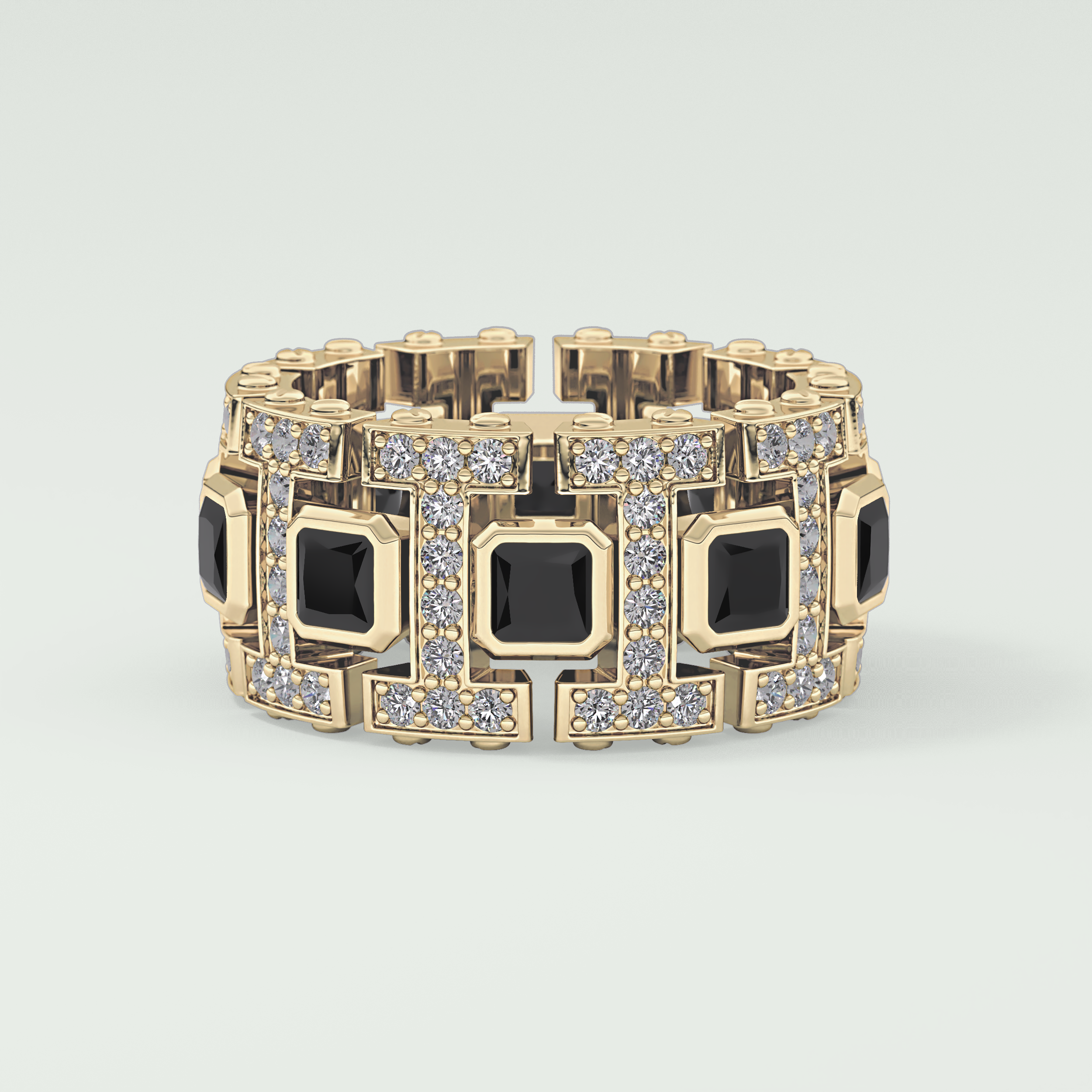 4.70 CT Black Princess Moissanite Diamond Band For Him 3