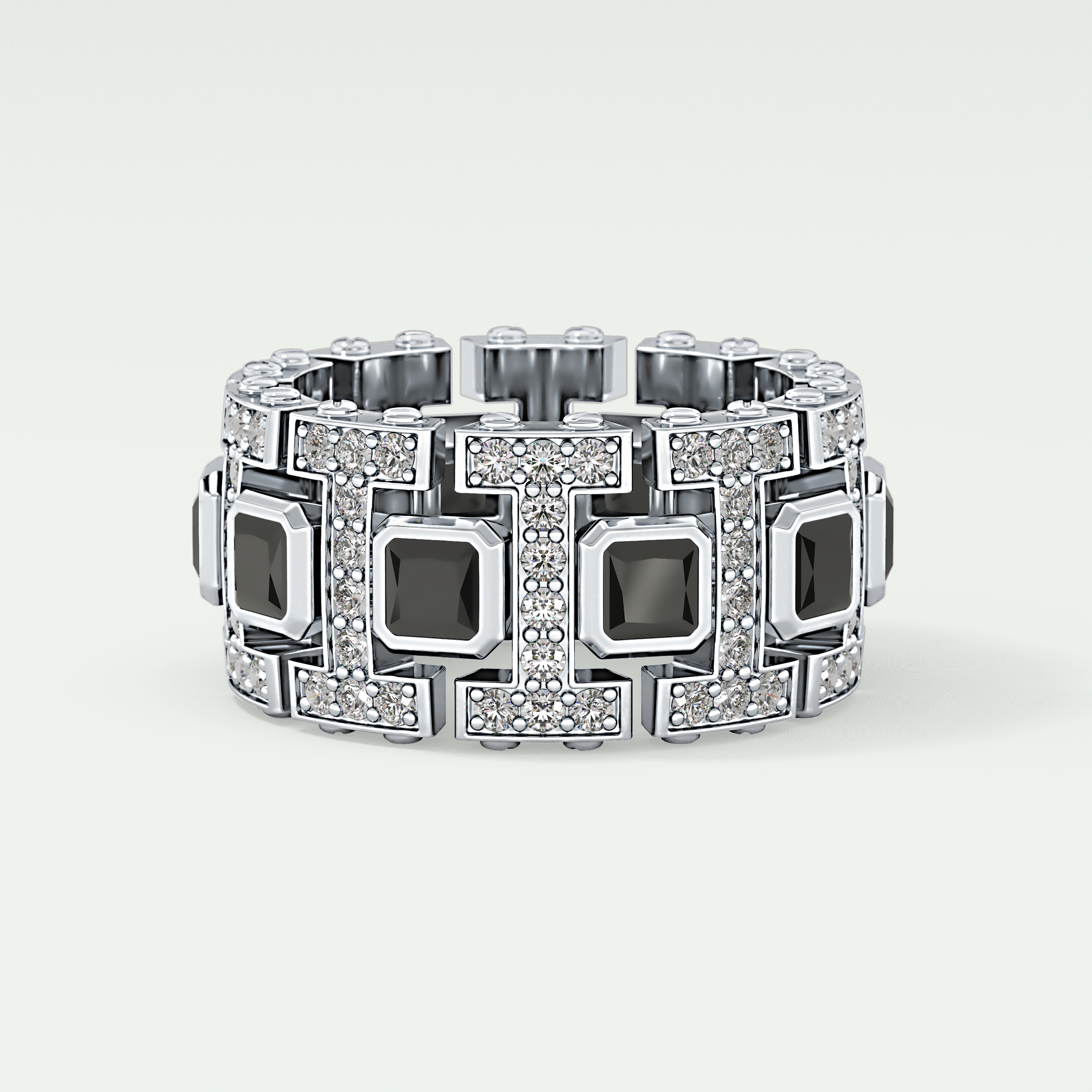 4.70 CT Black Princess Moissanite Diamond Band For Him 7