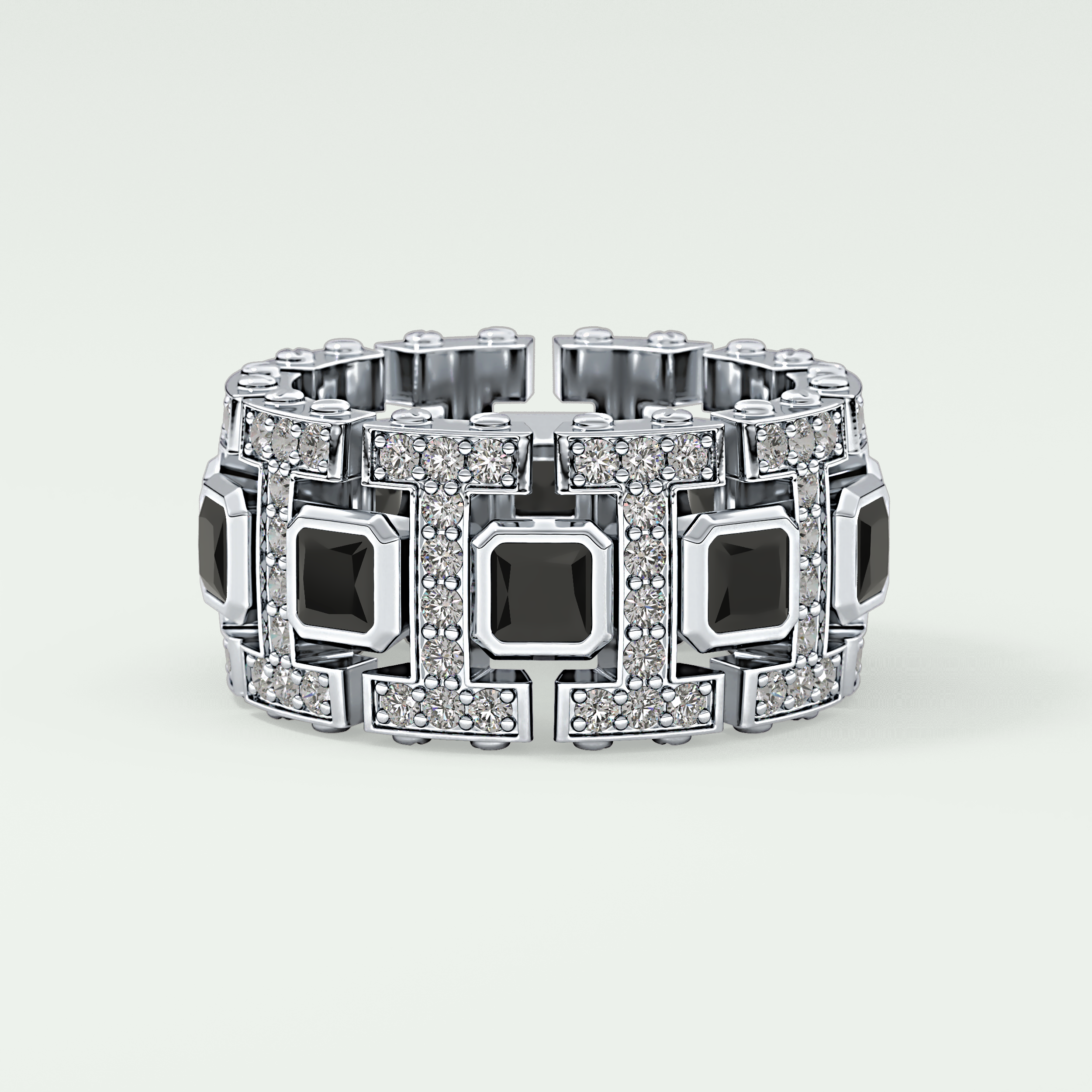 4.70 CT Black Princess Moissanite Diamond Band For Him 9