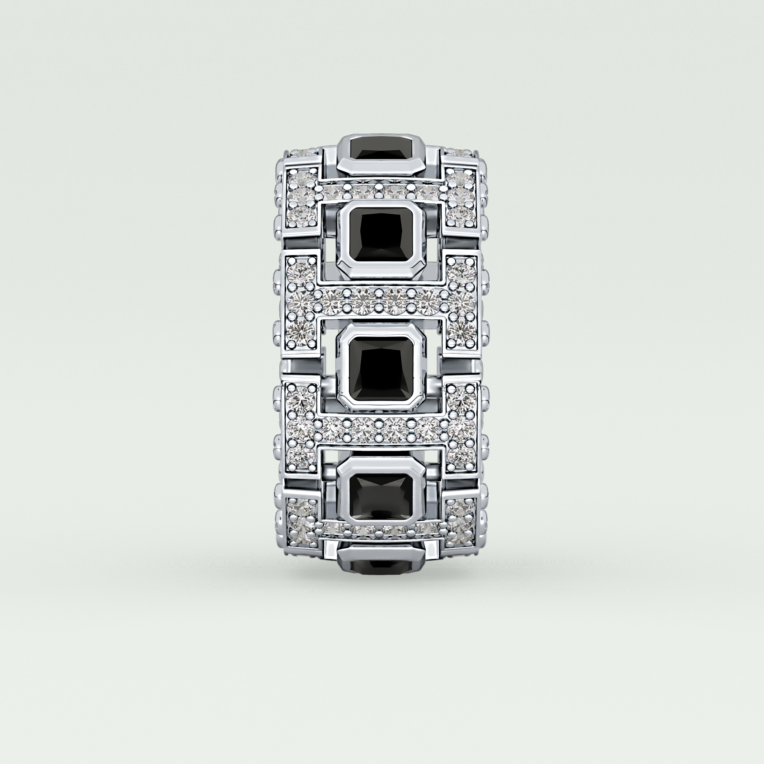 4.70 CT Black Princess Moissanite Diamond Band For Him 11