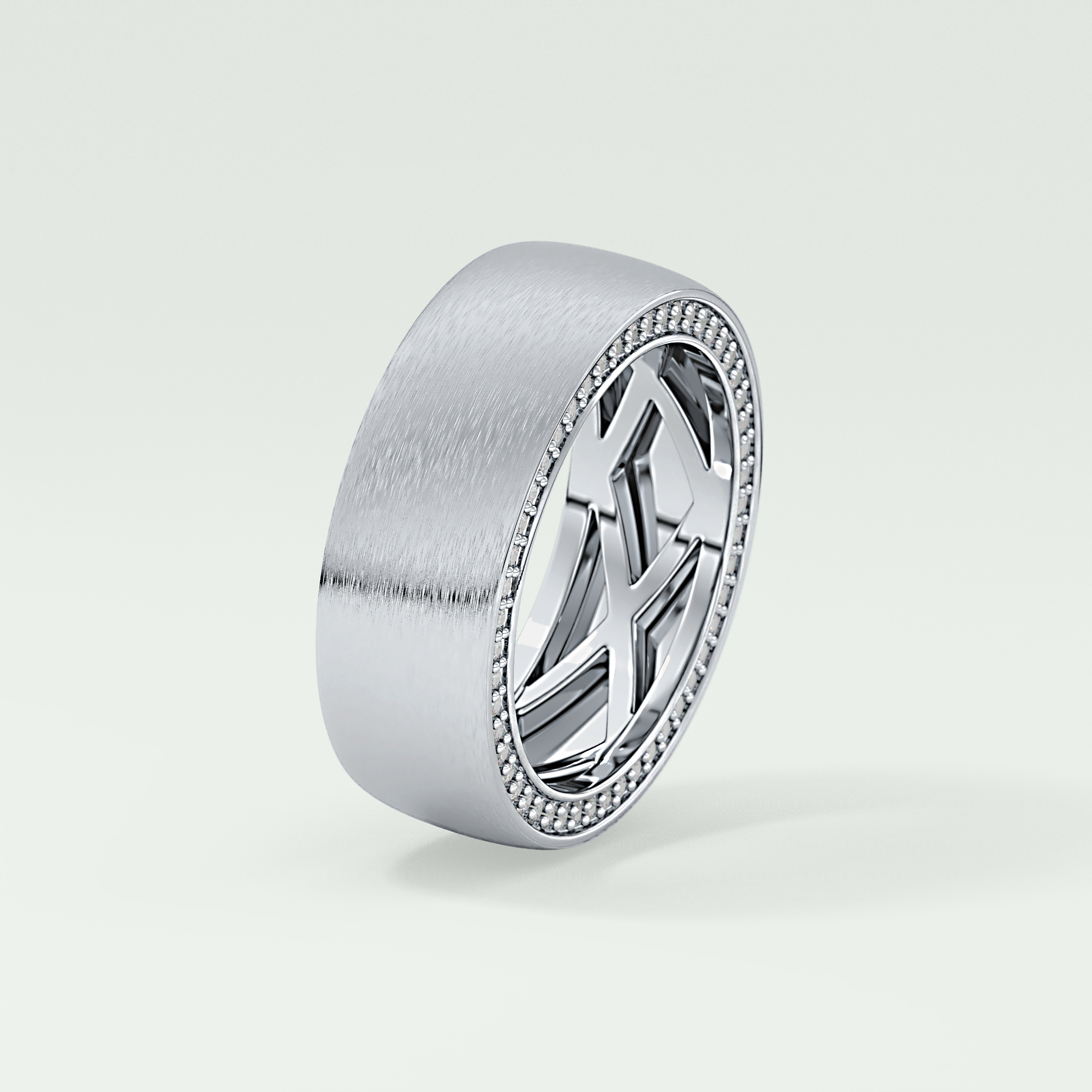 0.70 CT Polished Edged Moissanite Diamond Men's Wedding Band 10