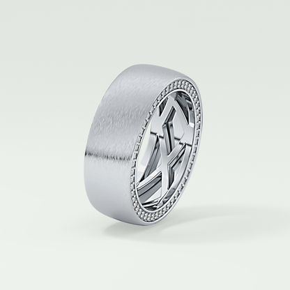 0.70 CT Polished Edged Moissanite Diamond Men's Wedding Band