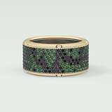 2.40 CT Multi Row Thick Wedding Band Green Moissanite For Him 2