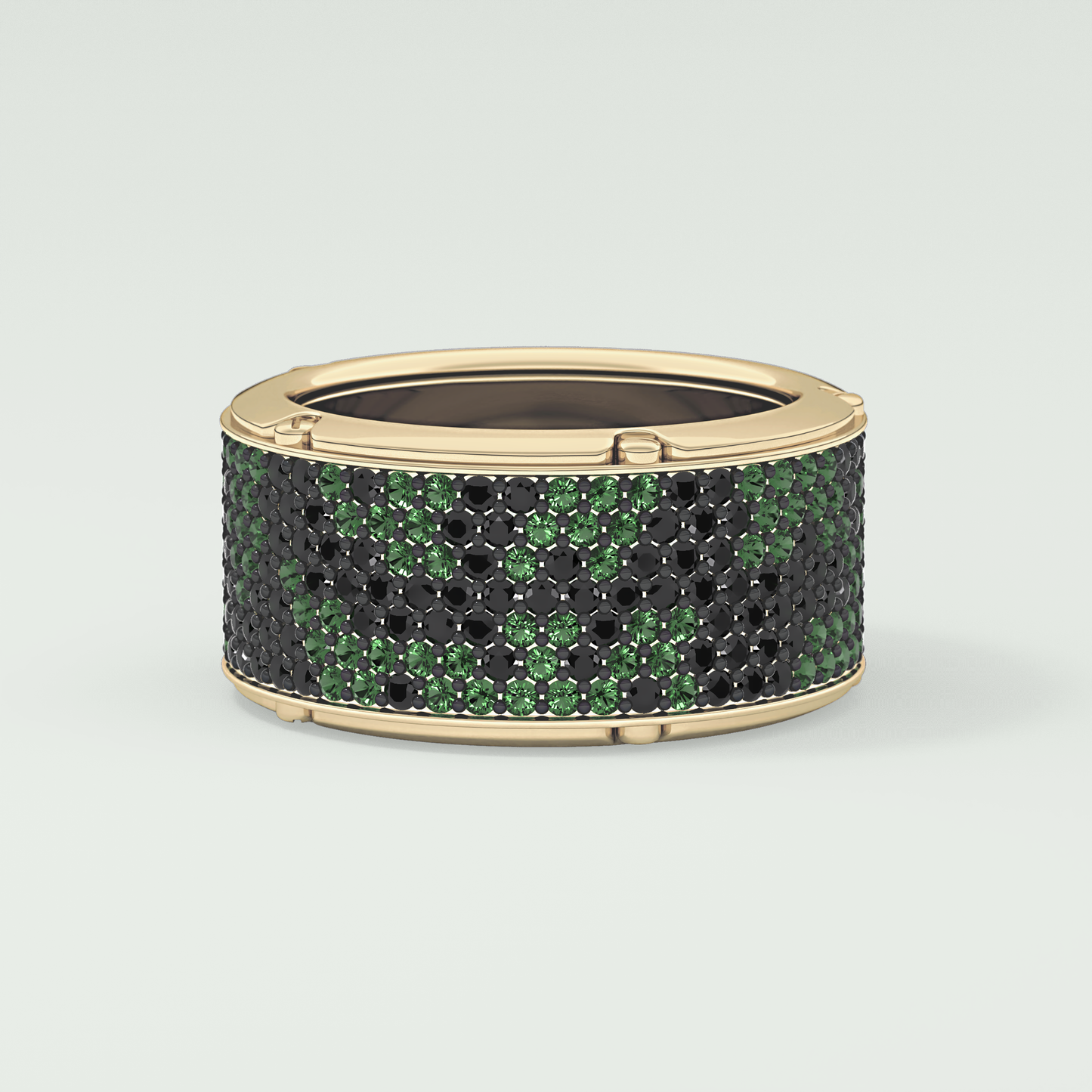 2.40 CT Multi Row Thick Wedding Band Green Moissanite For Him