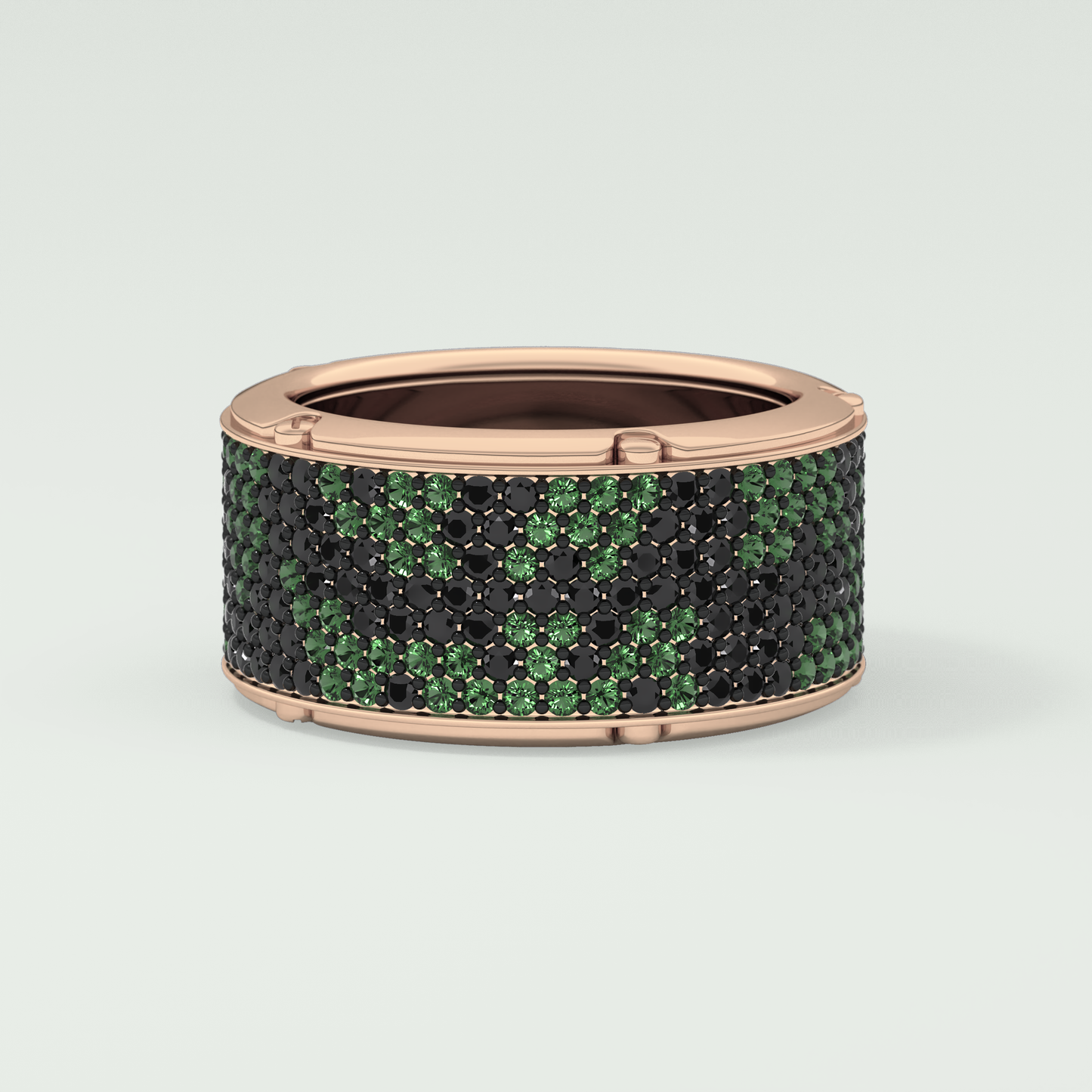 2.40 CT Multi Row Thick Wedding Band Green Moissanite For Him