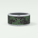 2.40 CT Multi Row Thick Wedding Band Green Moissanite For Him 7