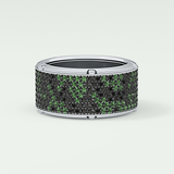 2.40 CT Multi Row Thick Wedding Band Green Moissanite For Him 8