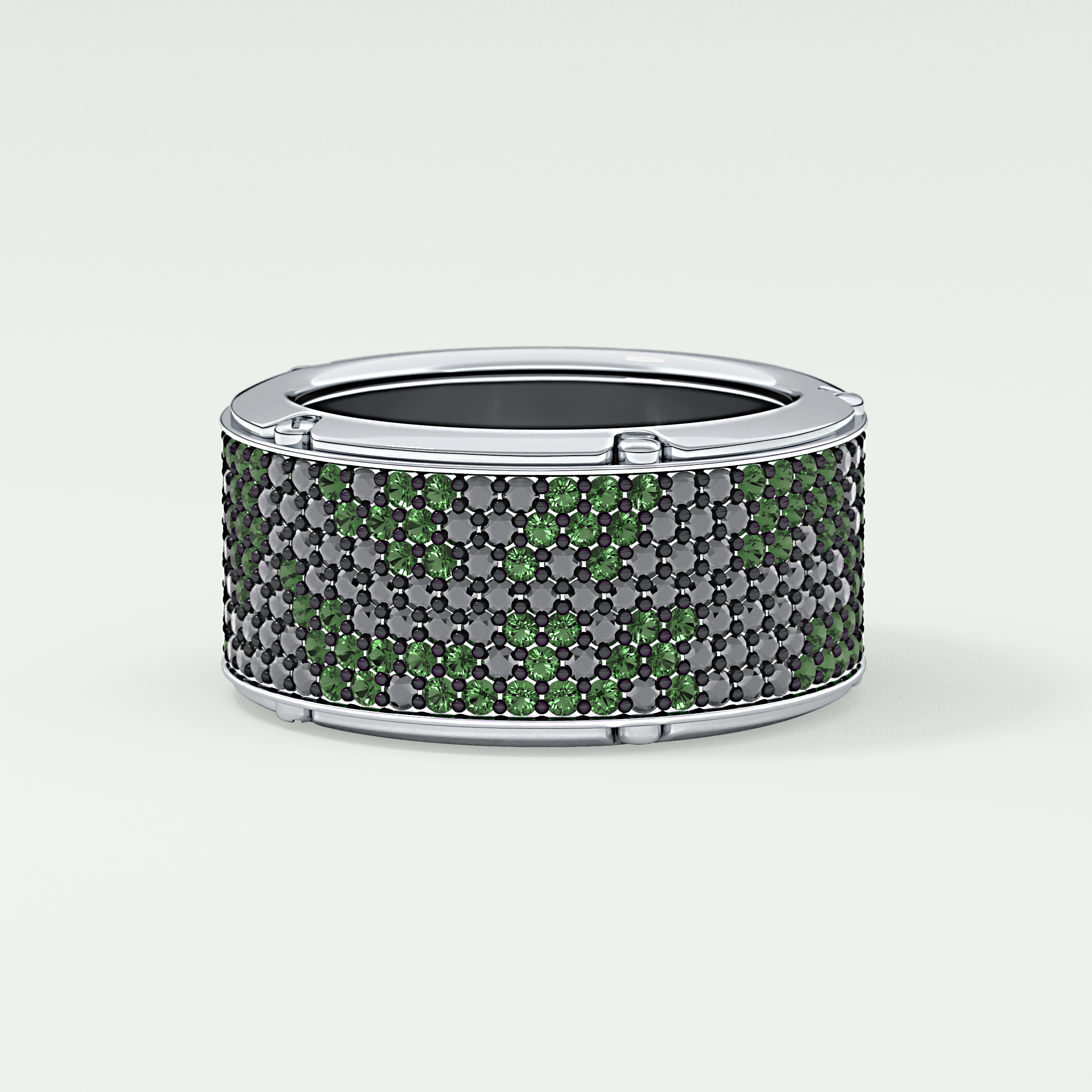 2.40 CT Multi Row Thick Wedding Band Green Moissanite For Him 9