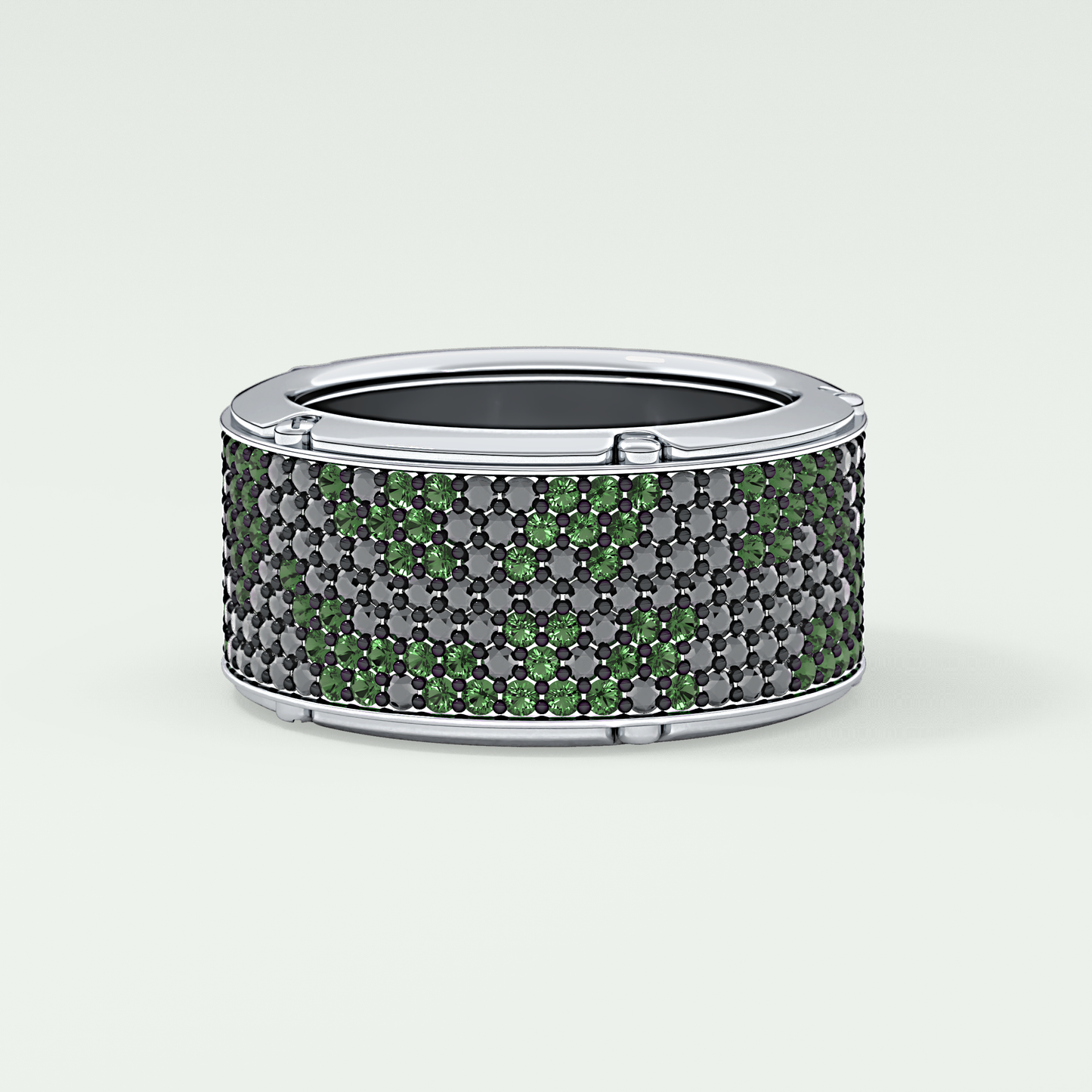 2.40 CT Multi Row Thick Wedding Band Green Moissanite For Him