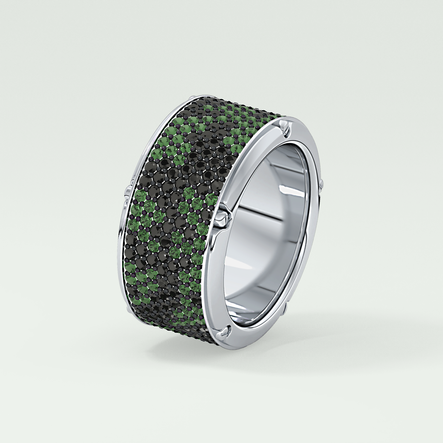 2.40 CT Multi Row Thick Wedding Band Green Moissanite For Him