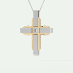 0.60 CT Unique Princess & Round Moissanite Diamond Stones Cross Necklace For Him 3