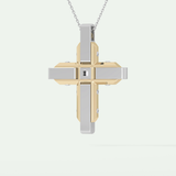 0.60 CT Unique Princess & Round Moissanite Diamond Stones Cross Necklace For Him 3