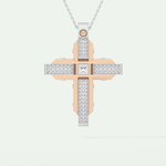 0.60 CT Unique Princess & Round Moissanite Diamond Stones Cross Necklace For Him 5