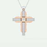 0.60 CT Unique Princess & Round Moissanite Diamond Stones Cross Necklace For Him 5
