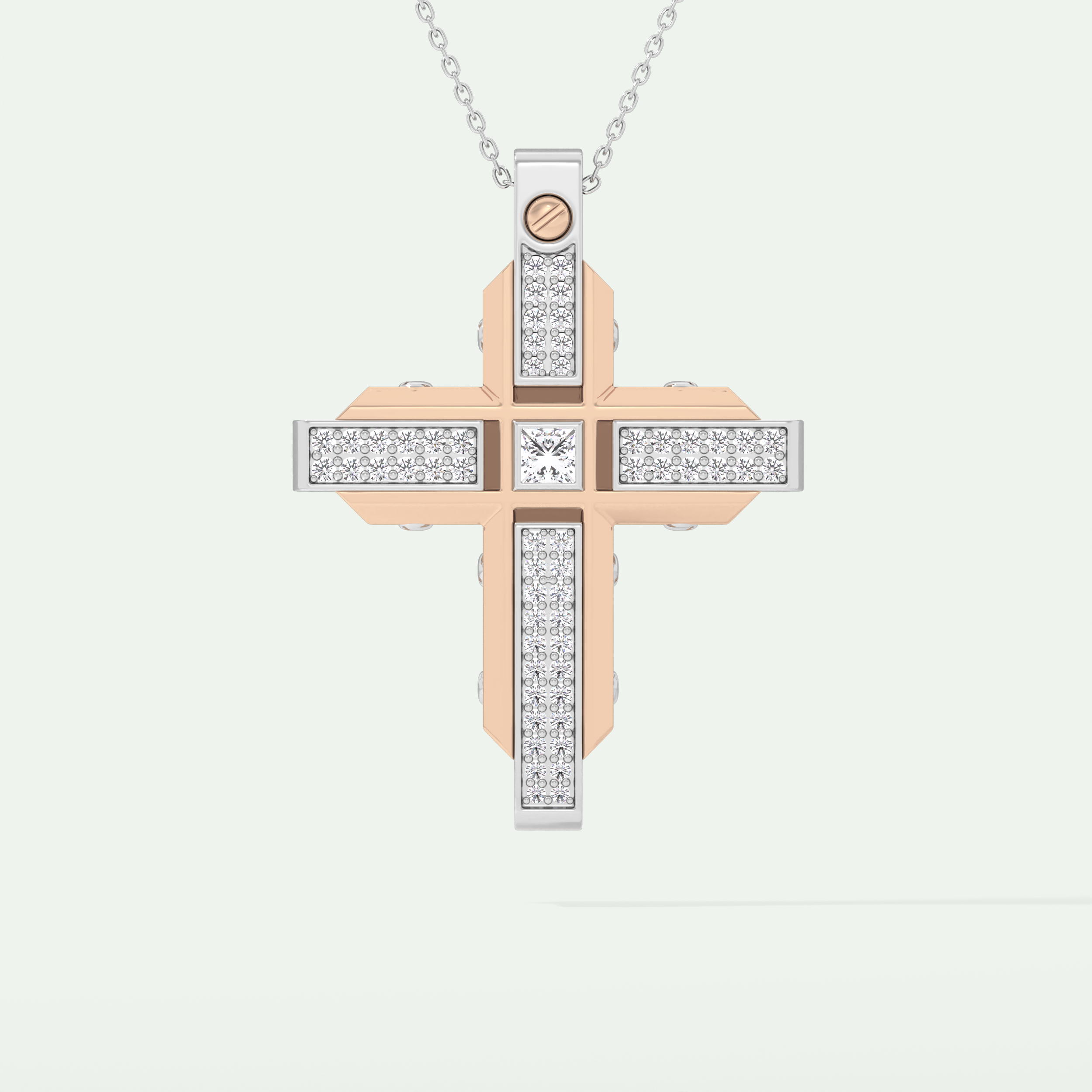 0.60 CT Unique Princess & Round Moissanite Diamond Stones Cross Necklace For Him 5