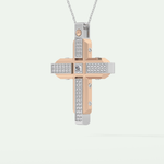 0.60 CT Unique Princess & Round Moissanite Diamond Stones Cross Necklace For Him 6