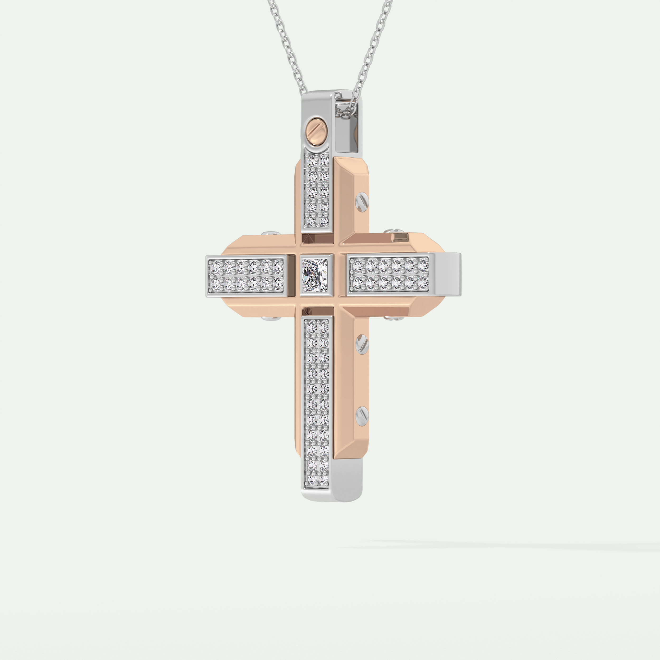 0.60 CT Unique Princess & Round Moissanite Diamond Stones Cross Necklace For Him 6