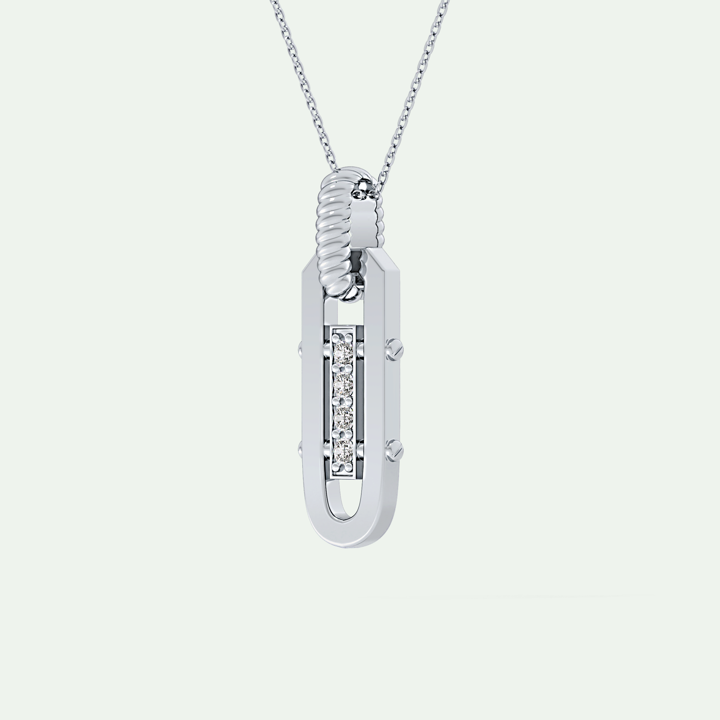 0.20 CT Round Shape Moissanite Diamond Stones Necklace For Him 6