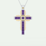 1.20 CT Polished Cross Purple Moissanite Diamond Necklace For Him 1