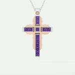 1.20 CT Polished Cross Purple Moissanite Diamond Necklace For Him 5